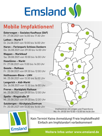 Mobile Impfaktionen im Landkreis Emsland - Termine und Orte